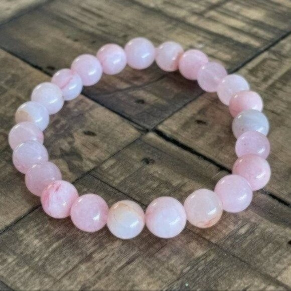 8mm Pink Quartz Chakra Stretch Bracelet - Picture 9 of 9